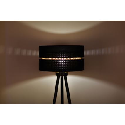 Duolla - Lampa podłogowa DUO 1xE27/15W/230V śr. 40 cm czarna/rattan