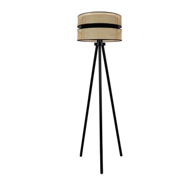 Duolla - Lampa podłogowa DUO 1xE27/15W/230V śr. 40 cm rattan/czarna
