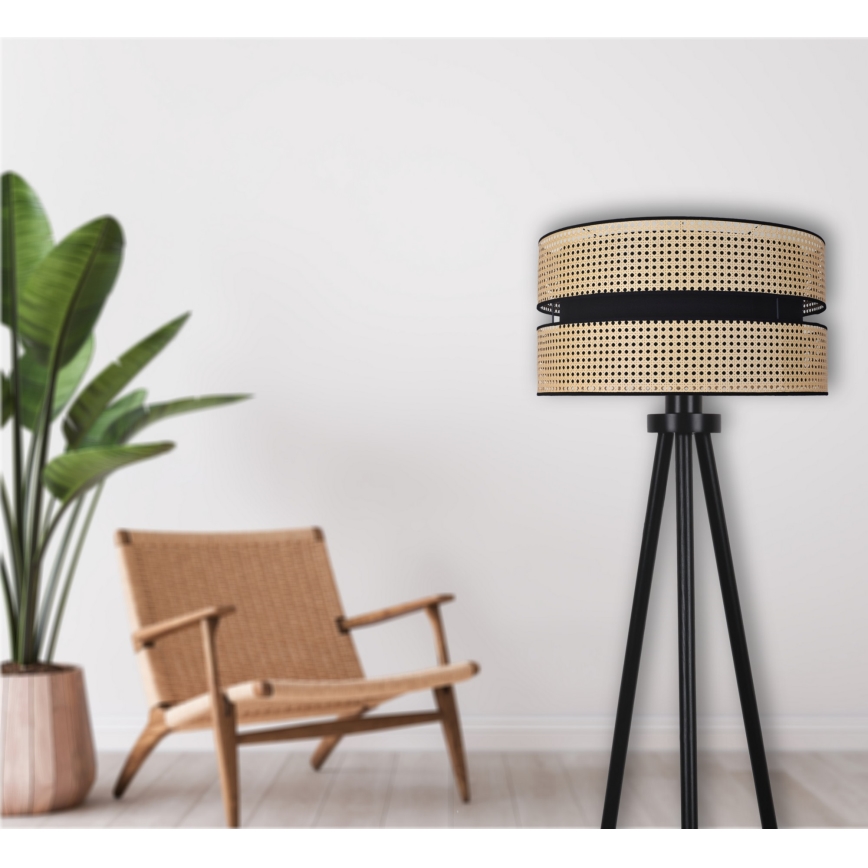 Duolla - Lampa podłogowa DUO 1xE27/15W/230V śr. 40 cm rattan/czarna