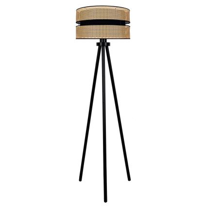 Duolla - Lampa podłogowa DUO 1xE27/15W/230V śr. 40 cm rattan/czarna