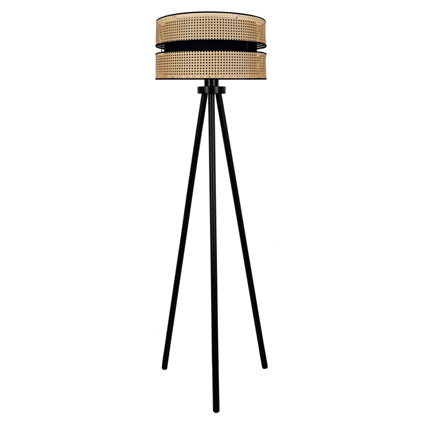 Duolla - Lampa podłogowa DUO 1xE27/15W/230V śr. 40 cm rattan/czarna