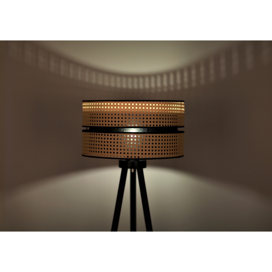 Duolla - Lampa podłogowa DUO 1xE27/15W/230V śr. 40 cm rattan/czarna