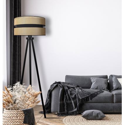 Duolla - Lampa podłogowa DUO 1xE27/15W/230V śr. 40 cm rattan/czarna