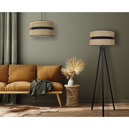 Duolla - Lampa podłogowa DUO 1xE27/15W/230V śr. 40 cm rattan/czarna