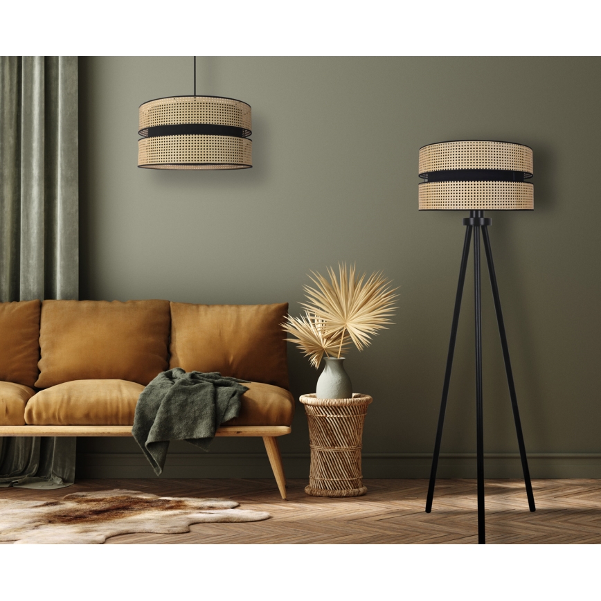 Duolla - Lampa podłogowa DUO 1xE27/15W/230V śr. 40 cm rattan/czarna