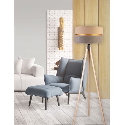 Duolla - Lampa podłogowa DUO 1xE27/60W/230V śr. 44 cm beżowa/szara/beżowa