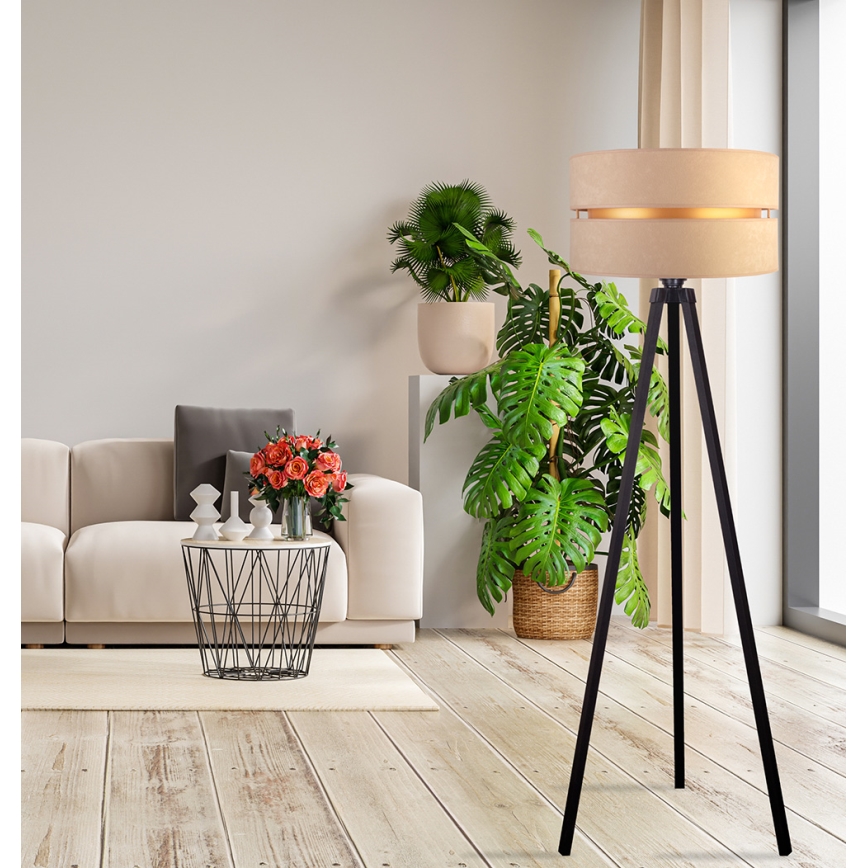 Duolla - Lampa podłogowa DUO 1xE27/60W/230V śr. 44 cm beżowa/wenge