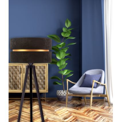 Duolla - Lampa podłogowa DUO 1xE27/60W/230V śr. 44 cm czarna/wenge