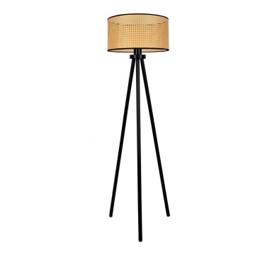 Duolla - Lampa podłogowa ROLLER 1xE27/15W/230V śr. 45 cm rattan/czarna