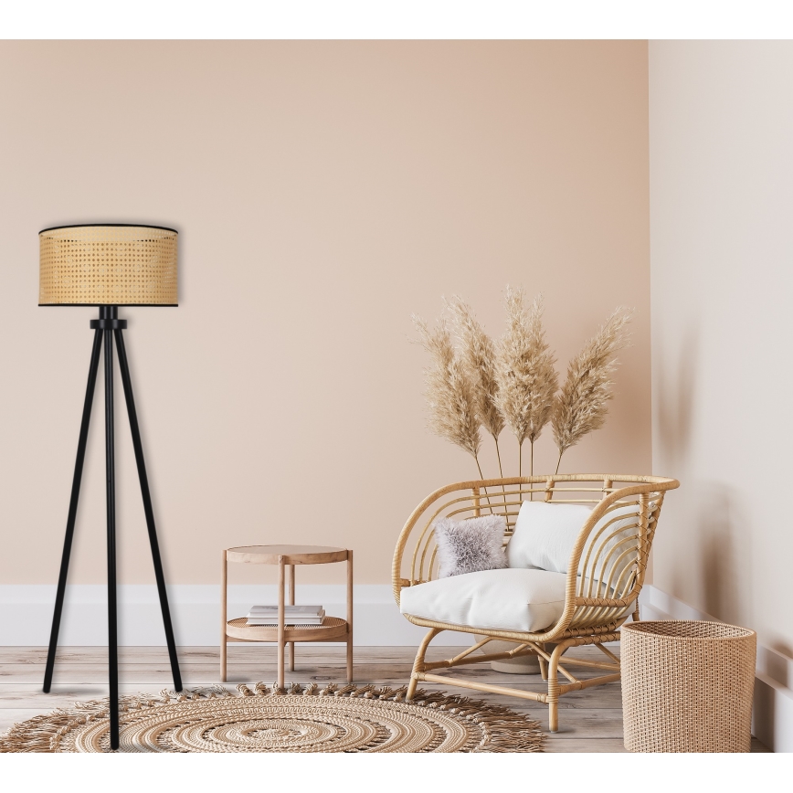 Duolla - Lampa podłogowa ROLLER 1xE27/15W/230V śr. 45 cm rattan/czarna