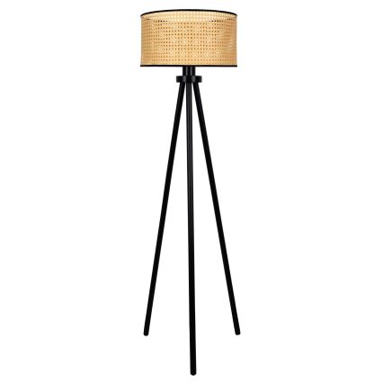 Duolla - Lampa podłogowa ROLLER 1xE27/15W/230V śr. 45 cm rattan/czarna
