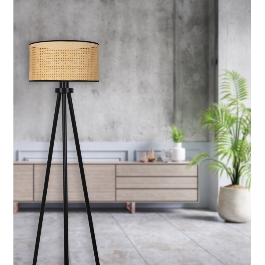Duolla - Lampa podłogowa ROLLER 1xE27/15W/230V śr. 45 cm rattan/czarna