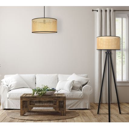 Duolla - Lampa podłogowa ROLLER 1xE27/15W/230V śr. 45 cm rattan/czarna
