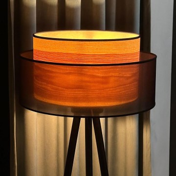 Duolla - Lampa podłogowa WOOD BOHO 1xE27/15W/230V śr. 45 cm czarna/beżowa