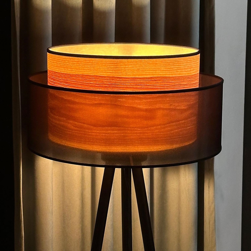 Duolla - Lampa podłogowa WOOD BOHO 1xE27/15W/230V śr. 45 cm czarna/beżowa