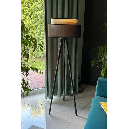 Duolla - Lampa podłogowa WOOD BOHO 1xE27/15W/230V śr. 45 cm czarna/beżowa