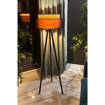 Duolla - Lampa podłogowa WOOD BOHO 1xE27/15W/230V śr. 45 cm czarna/beżowa