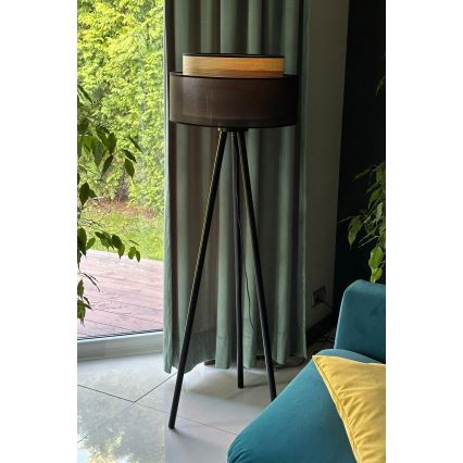 Duolla - Lampa podłogowa WOOD BOHO 1xE27/15W/230V śr. 45 cm czarna/beżowa