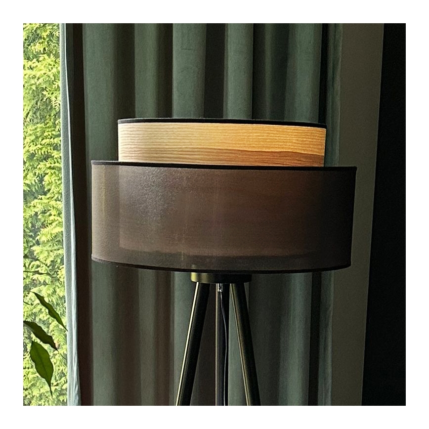 Duolla - Lampa podłogowa WOOD BOHO 1xE27/15W/230V śr. 45 cm czarna/beżowa