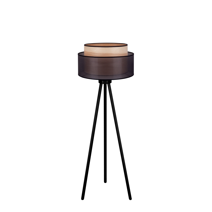 Duolla - Lampa podłogowa WOOD BOHO 1xE27/15W/230V śr. 45 cm czarna/beżowa