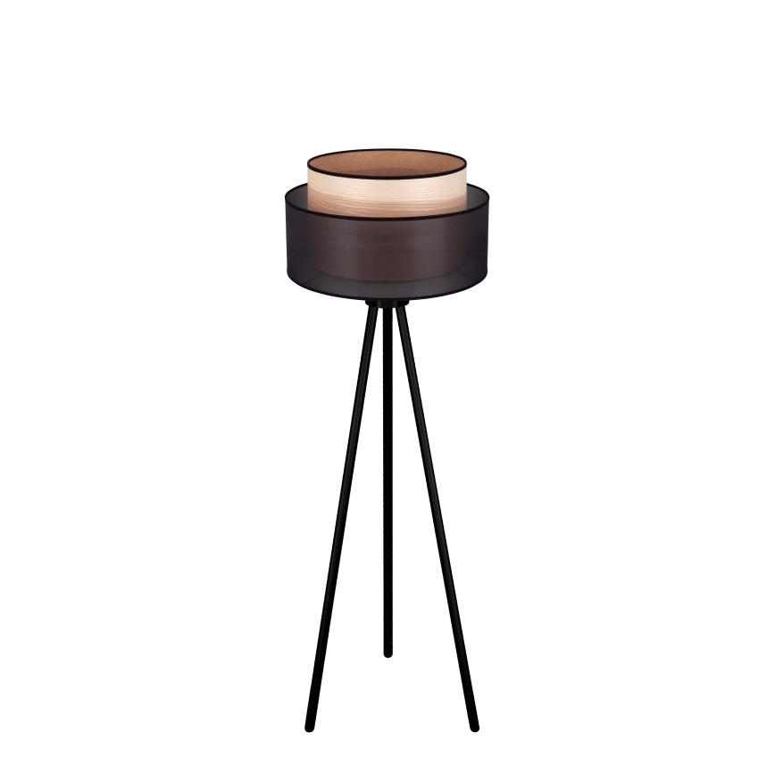 Duolla - Lampa podłogowa WOOD BOHO 1xE27/15W/230V śr. 45 cm czarna/beżowa