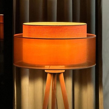 Duolla - Lampa podłogowa WOOD BOHO 1xE27/15W/230V śr. 45 cm miedź/brązowa/beżowa