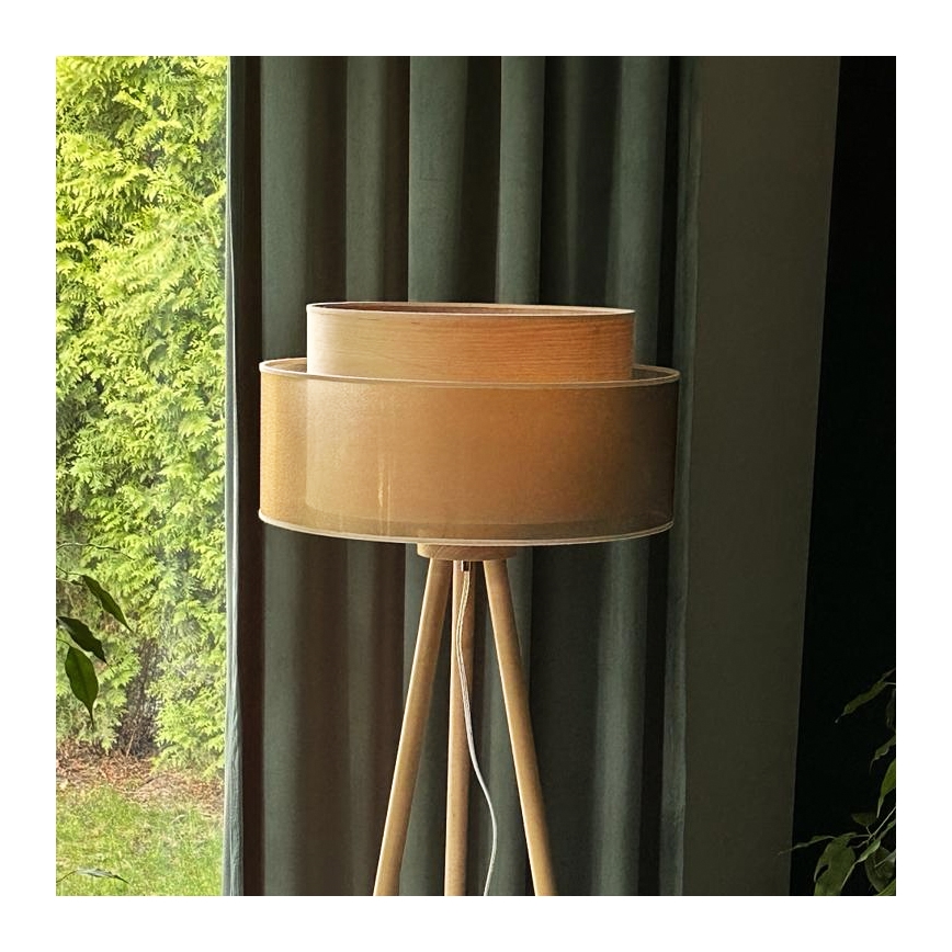 Duolla - Lampa podłogowa WOOD BOHO 1xE27/15W/230V śr. 45 cm miedź/brązowa/beżowa