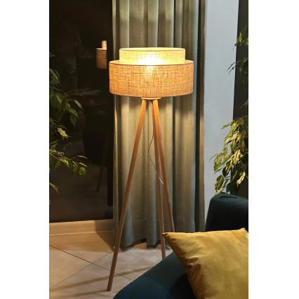 Duolla - Lampa podłogowa YUTE BOHO 1xE27/15W/230V śr. 45 cm brązowa/kremowa