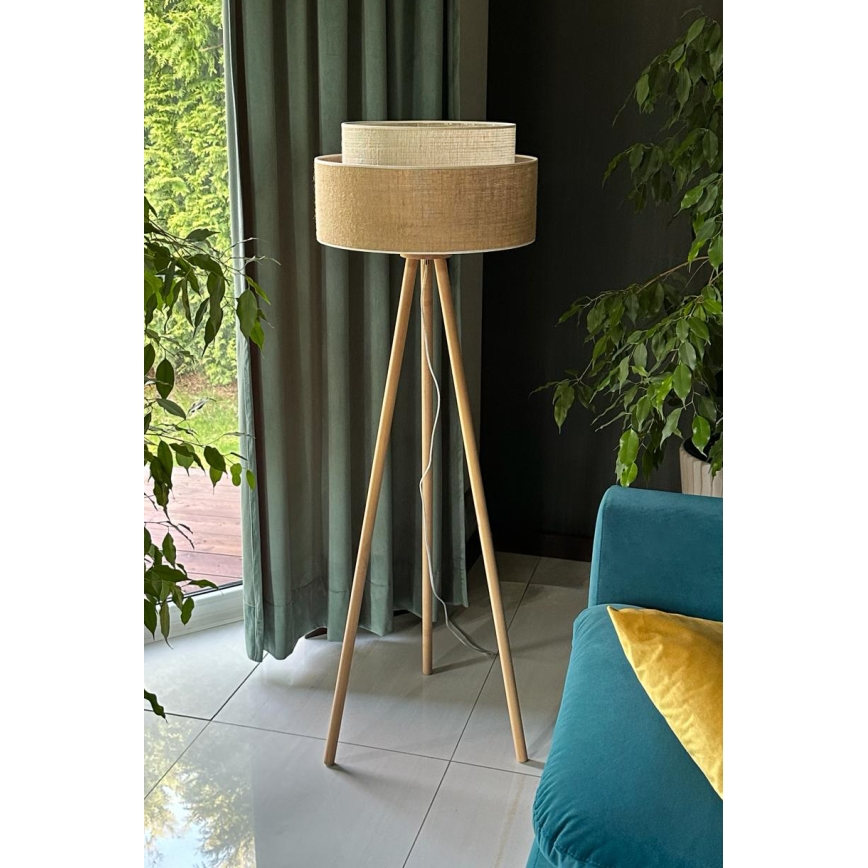Duolla - Lampa podłogowa YUTE BOHO 1xE27/15W/230V śr. 45 cm brązowa/kremowa