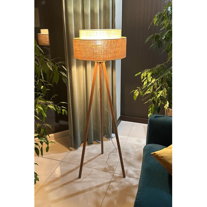 Duolla - Lampa podłogowa YUTE BOHO 1xE27/15W/230V śr. 45 cm brązowa/kremowa