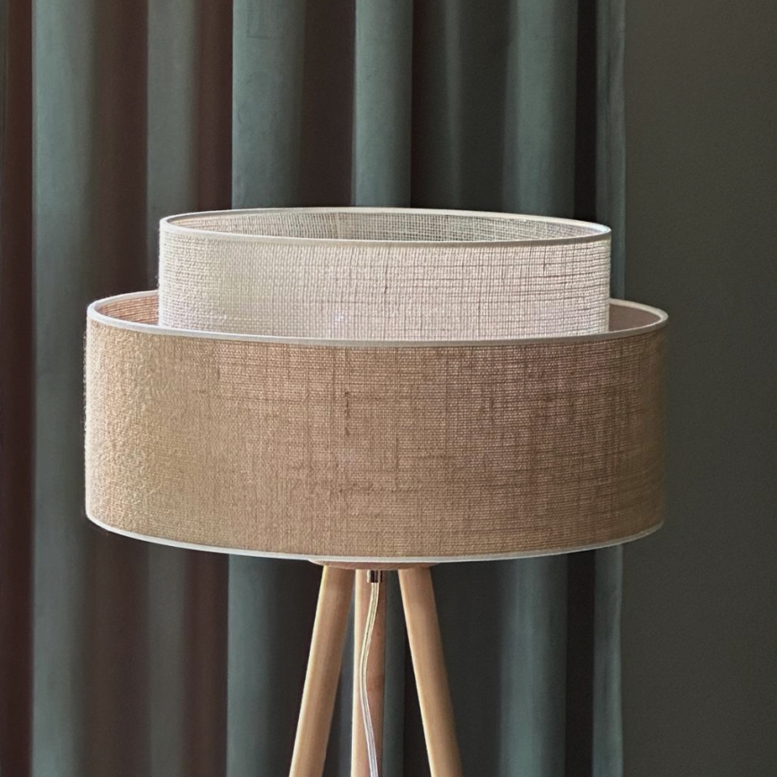 Duolla - Lampa podłogowa YUTE BOHO 1xE27/15W/230V śr. 45 cm brązowa/kremowa