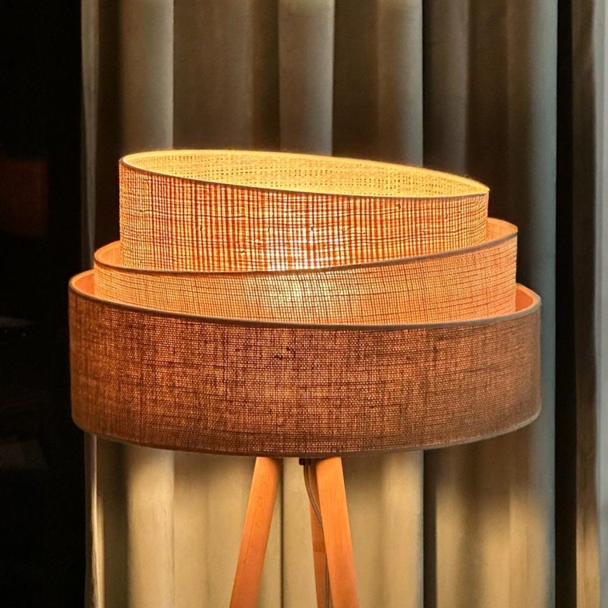 Duolla - Lampa podłogowa YUTE TRIO 1xE27/15W/230V śr. 45 cm brązowa/szara/beżowa