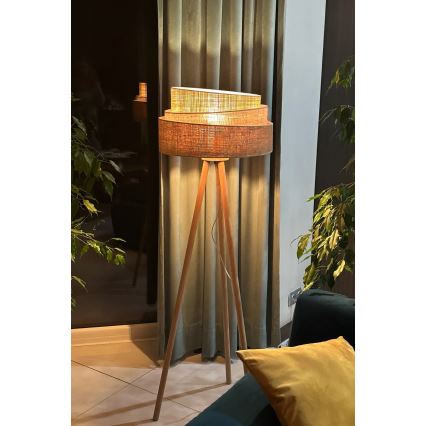 Duolla - Lampa podłogowa YUTE TRIO 1xE27/15W/230V śr. 45 cm brązowa/szara/beżowa