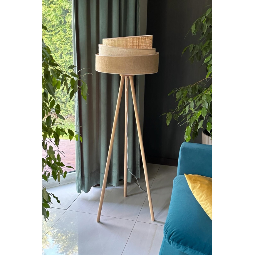 Duolla - Lampa podłogowa YUTE TRIO 1xE27/15W/230V śr. 45 cm brązowa/szara/beżowa