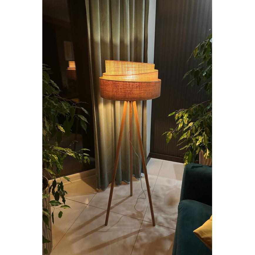 Duolla - Lampa podłogowa YUTE TRIO 1xE27/15W/230V śr. 45 cm brązowa/szara/beżowa