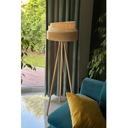 Duolla - Lampa podłogowa YUTE TRIO 1xE27/15W/230V śr. 45 cm brązowa/szara/beżowa