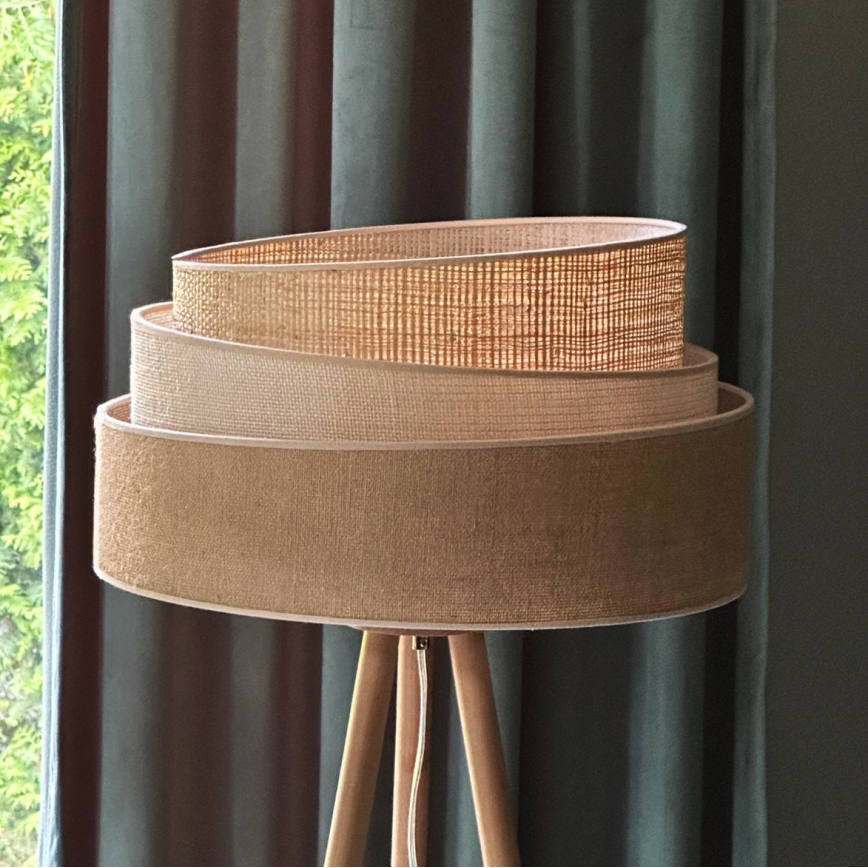 Duolla - Lampa podłogowa YUTE TRIO 1xE27/15W/230V śr. 45 cm brązowa/szara/beżowa