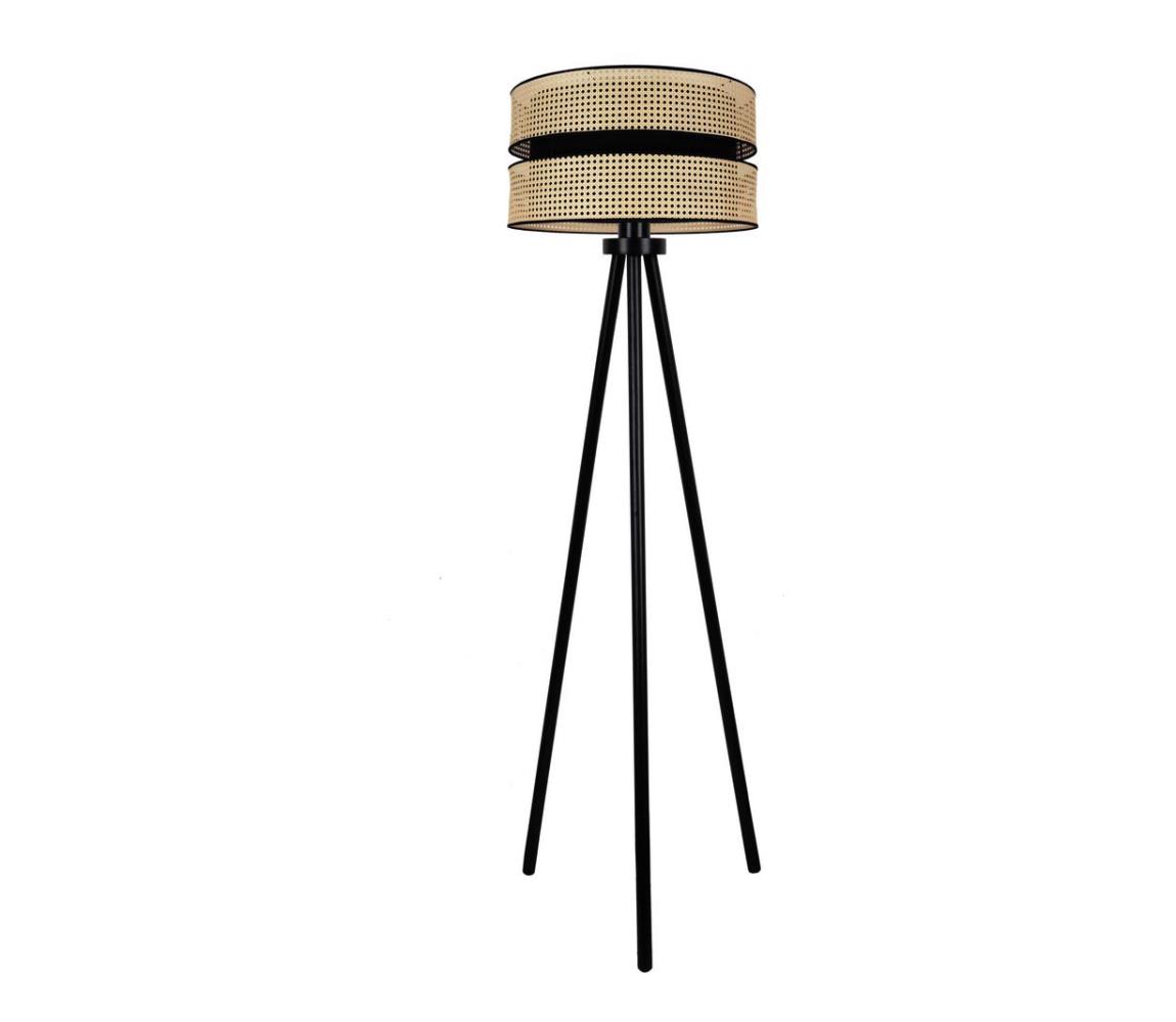 - Lampa podłogowa DUO 1xE27/15W/230V śr. 40 cm rattan/czarna
