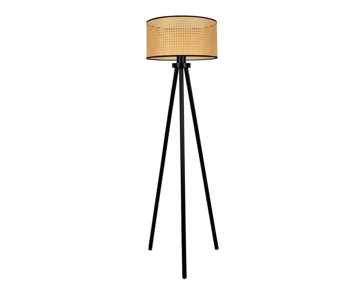 - Lampa podłogowa ROLLER 1xE27/15W/230V śr. 45 cm rattan/czarna