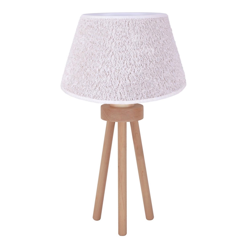 Duolla - Lampa stołowa BOUCLE 1xE27/15W/230V śr. 28 cm biały/drewno
