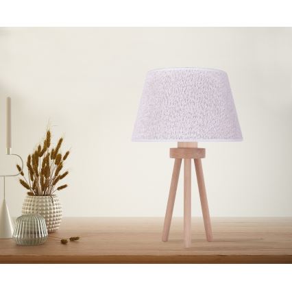 Duolla - Lampa stołowa BOUCLE 1xE27/15W/230V śr. 28 cm biały/drewno
