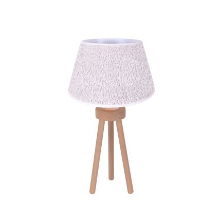 Duolla - Lampa stołowa BOUCLE 1xE27/15W/230V śr. 28 cm biały/drewno