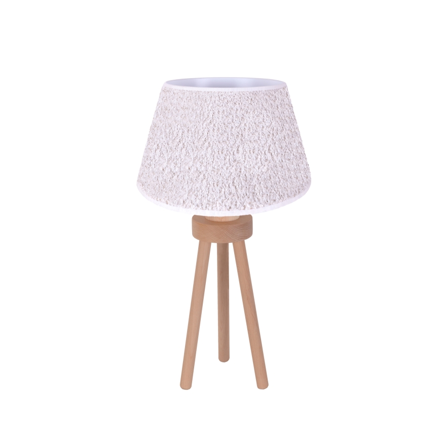 Duolla - Lampa stołowa BOUCLE 1xE27/15W/230V śr. 28 cm biały/drewno