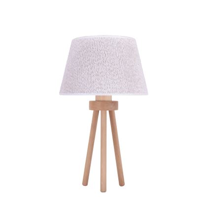 Duolla - Lampa stołowa BOUCLE 1xE27/15W/230V śr. 28 cm biały/drewno