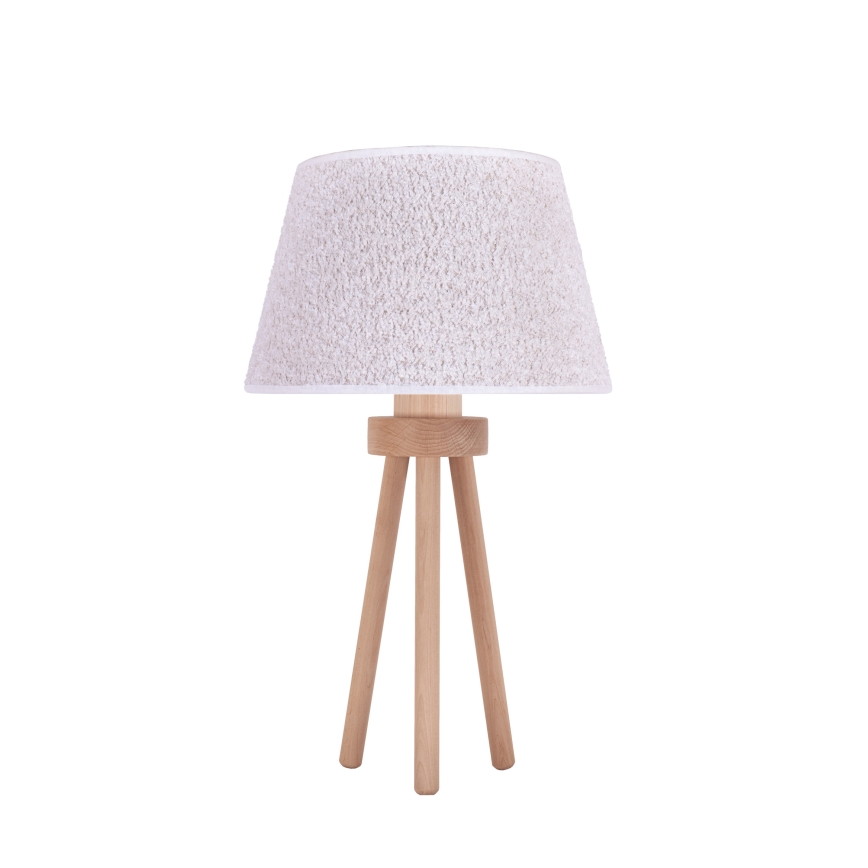 Duolla - Lampa stołowa BOUCLE 1xE27/15W/230V śr. 28 cm biały/drewno