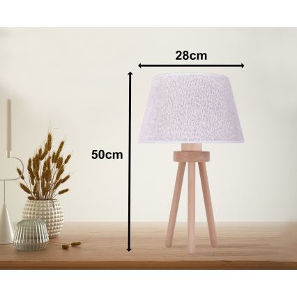 Duolla - Lampa stołowa BOUCLE 1xE27/15W/230V śr. 28 cm biały/drewno