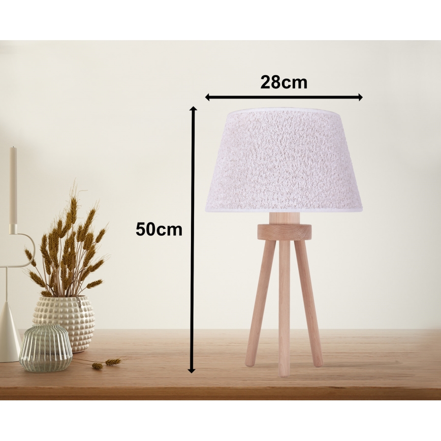 Duolla - Lampa stołowa BOUCLE 1xE27/15W/230V śr. 28 cm biały/drewno
