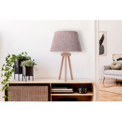 Duolla - Lampa stołowa BOUCLE 1xE27/15W/230V śr. 28 cm brązowy/drewno