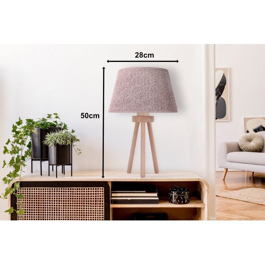Duolla - Lampa stołowa BOUCLE 1xE27/15W/230V śr. 28 cm brązowy/drewno