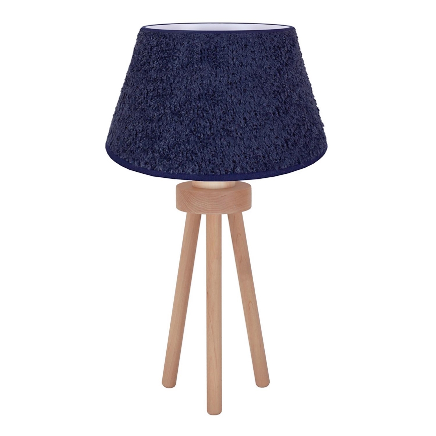 Duolla - Lampa stołowa BOUCLE 1xE27/15W/230V śr. 28 cm niebieski/drewno